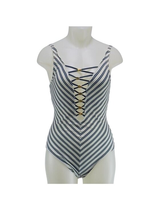 Bleu by ROD BEATTIE Other - BLEU ROD BEATTIE Women's Swimsuit 1 Pc Striped Open Back Lace  Up Size 4